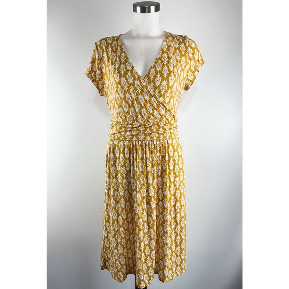 Boden Sz 8 Lola Mini Dress Faux Wrap Casual Brimstone Yellow - Picture 2 of 7